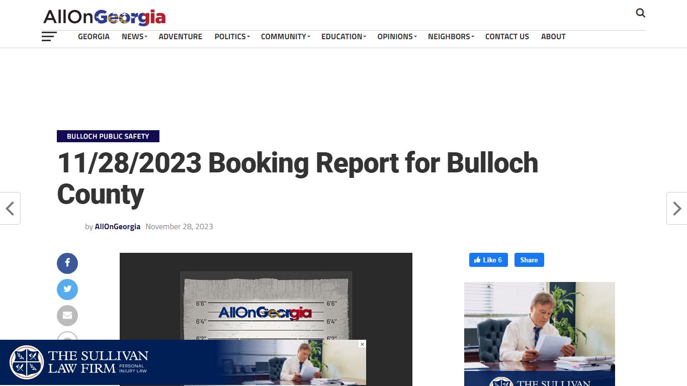 11/28/2023 Booking Report for Bulloch County - AllOnGeorgia